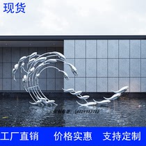 Stainless steel fish sculpture sales department pool landscape abstract animal mirror dolphin large hollow whale ornaments