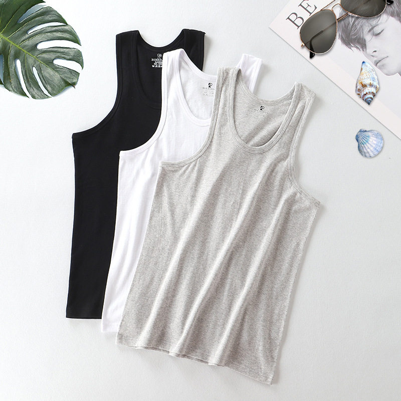 Men's soil vest men's cotton two-strength summer two-strap belt two-strand tight fitness hurdle bottoming shirt