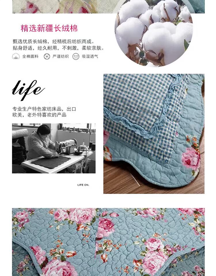 phong cách vườn hoa Hàn Quốc bông chiến bông để tăng bông ba mảnh gia đình bốn giường bông dày bao gồm đúp - Trải giường ga giường 1m8 x 2m