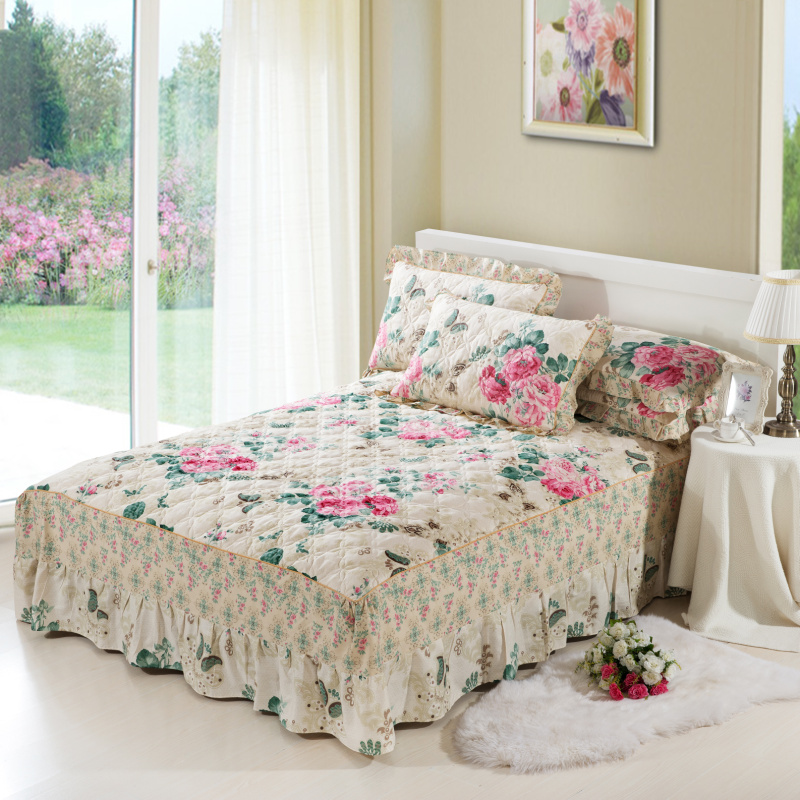 Cartoon dày mùa đông bông bông khăn trải giường cotton giường đơn giường váy bộ khăn trải giường 1.2 1.5 1.8m - Váy Petti váy giường