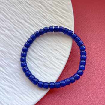 High-Quality Natural Imperial Lapis Lazuli Straight-Cut Vintage Beads Bracelet for Women and Men, Old Oil-Type, No White Spots, Single-Circle Bracelet