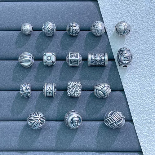 Серебряный браслет, четки из круглых бусин, браслет из бисера, аксессуар, DIY