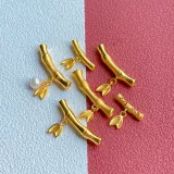 S925, золотые бамбуковые аксессуары, изогнутая трубка, инкрустация камня, браслет из бисера ручной работы, DIY