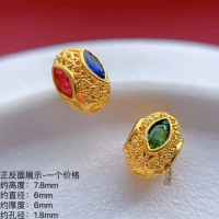 18K-454 бусины-проставки из 18-каратного золота «конский глаз» по всей поверхности