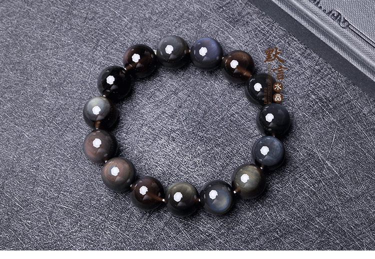 Vòng đeo tay Obsidian Bút kẻ mắt cho nam và nữ Ice tự nhiên Vòng đeo tay mắt cầu vồng pha lê vòng tay trầm hương
