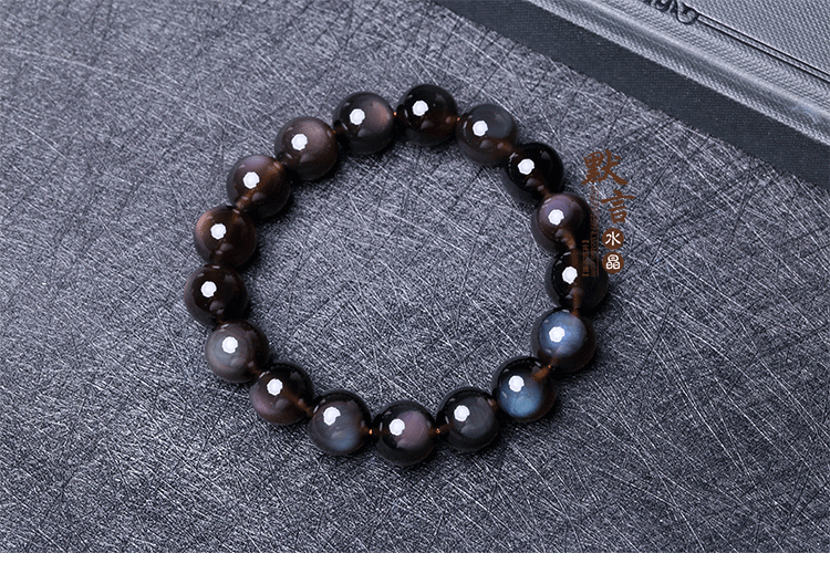 Vòng đeo tay Obsidian Bút kẻ mắt cho nam và nữ Ice tự nhiên Vòng đeo tay mắt cầu vồng pha lê vòng tay trầm hương