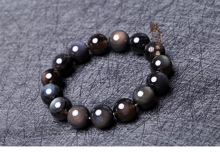 Vòng đeo tay Obsidian Bút kẻ mắt cho nam và nữ Ice tự nhiên Vòng đeo tay mắt cầu vồng pha lê