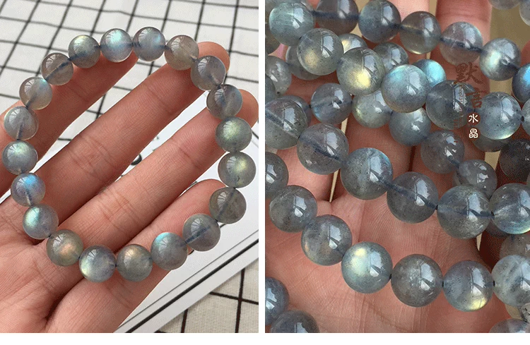 Vòng đeo tay Moonstone cho nam và nữ Tự nhiên Labradorite Light Grey Moonstone Single Ring Bracelet Crystal Jewelry Bracelet gỗ huyết rồng