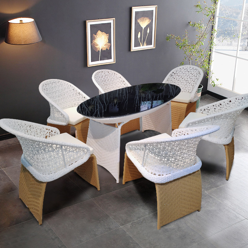 Creative rattan outdoor tables and chairs hotel clubhouse villa courtyard garden balcony art sofa chair European rattan chair