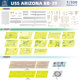 Small Transparent Large Battleship 1/350 Bb-39 Uss Arizona Battleship Model Cy102 Assembly
