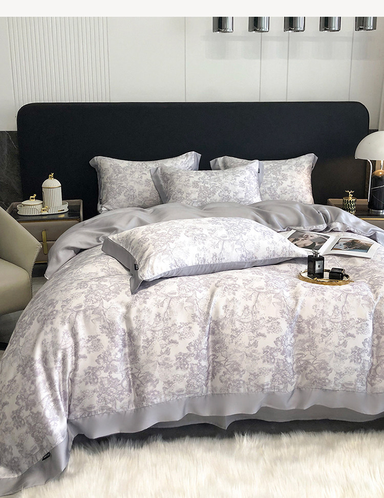 Комплект постельного белья 高级感兰精60支天丝四件套莱赛尔纤维床上用品夏季凉感被套床单 Other