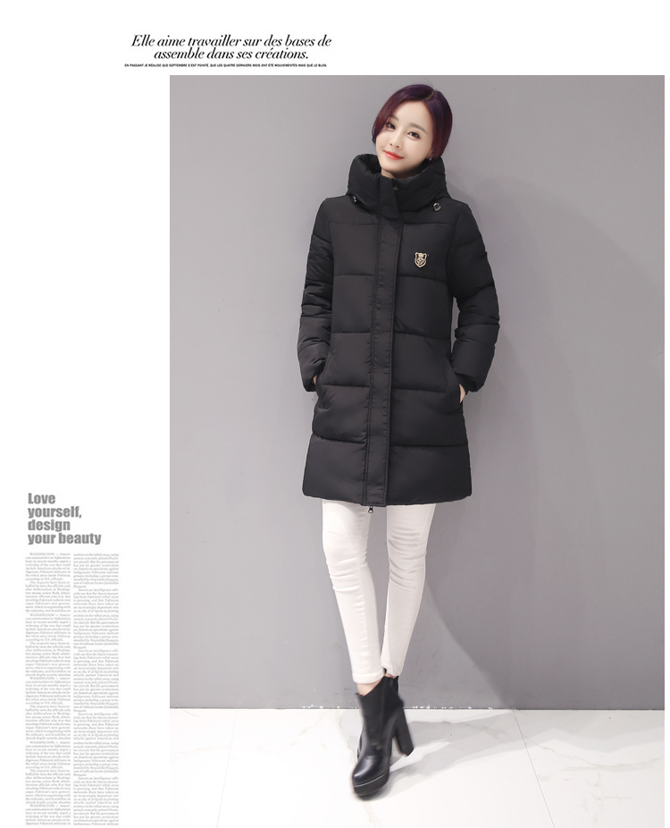 2018 mùa đông mới dài áo khoác xuống phụ nữ cotton dày áo khoác rộng trùm đầu áo khoác gió đại học áo phao đen nữ