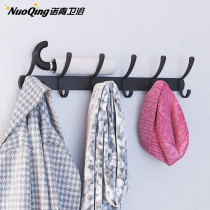 Thick black space aluminum free of punch towel hanging clothes hook toilet closets hooks into door Xuanguan wall hanging row hook