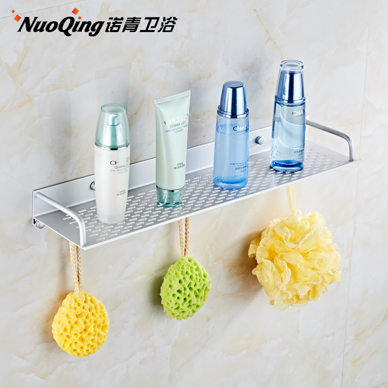 Free perforated space aluminum shelf Kitchen bathroom Balcony storage tray tray Single layer thickened aluminum plate with hook