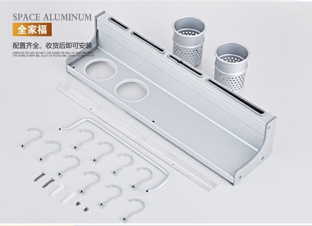 Miễn phí đấm không gian nhôm giá bếp cung cấp nhà bếp lưu trữ dao giữ nhà bếp lưu trữ giá mặt dây gia vị giá kệ gia vị 2 tầng