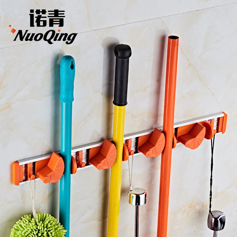 Magic-free punching mop rack sweep of hanging rack Space aluminum Broom Hook Multifunction Mound Cloth Clip Mop Wall-mounted Shelf