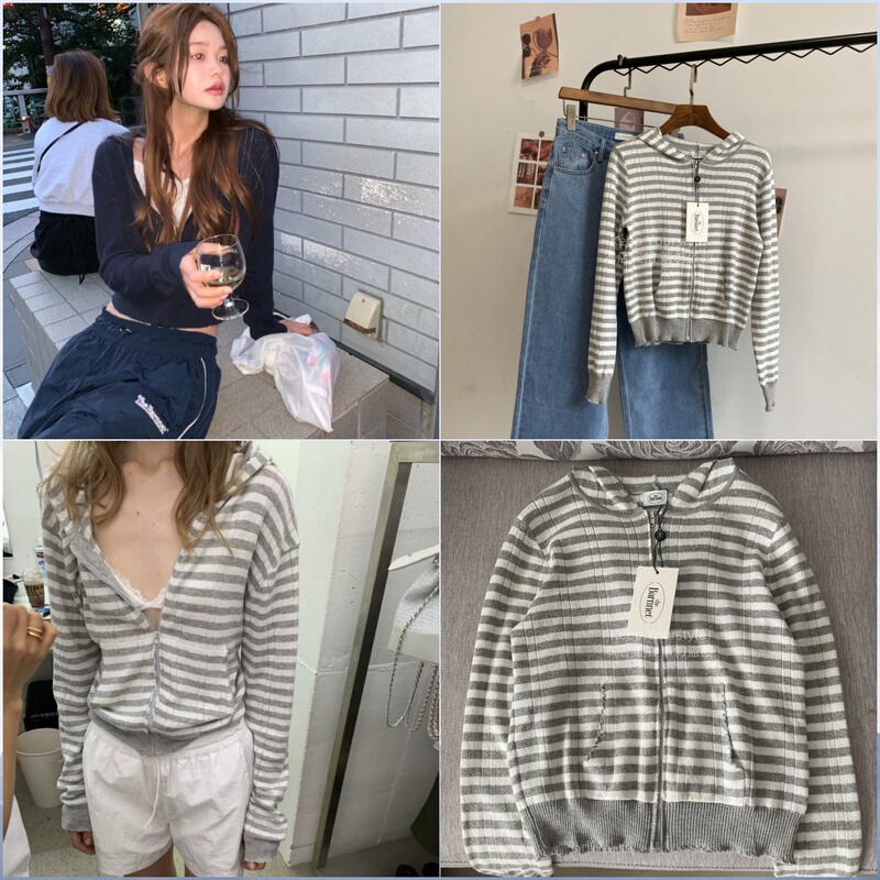 Now! Eight Milk Sweatshirt Jacket 26 Spring/Summer Korean Thebar*Net Slimming Zipper Knit Hooded Cardigan Jacket Now! Eight Milk Sweatshirt Jacket 26 Spring/Summer Korean Thebar*Net Slimming Zipper Knit Hooded Cardigan Jacket