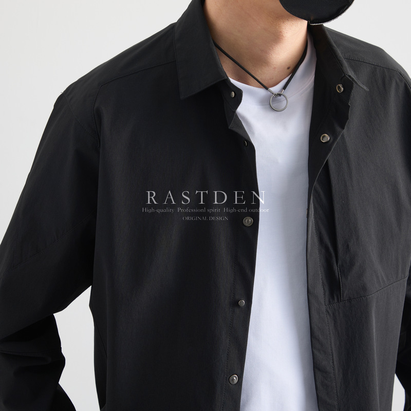 Yuppie-Style High-End Men's Business Casual Shirt-Style Jacket, Outdoor Three-Proof High-Elastic Soft Shell Shirt with a Turn-Down Collar