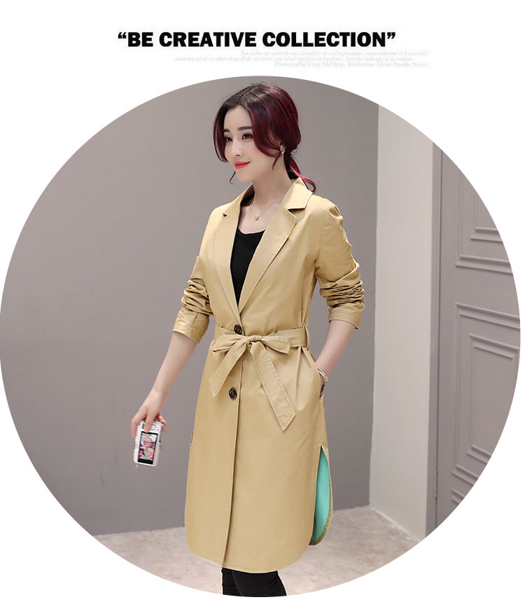 Điều trị giải phóng mặt bằng Thời trang mới Khí chất mỏng ngực đơn ngực cỡ lớn áo gió dài áo khoác nữ áo phao nữ