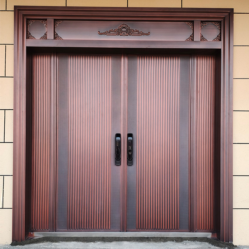 Xizizi cast aluminum door rural villa door four-open fingerprint lock anti-theft door home smart home door village