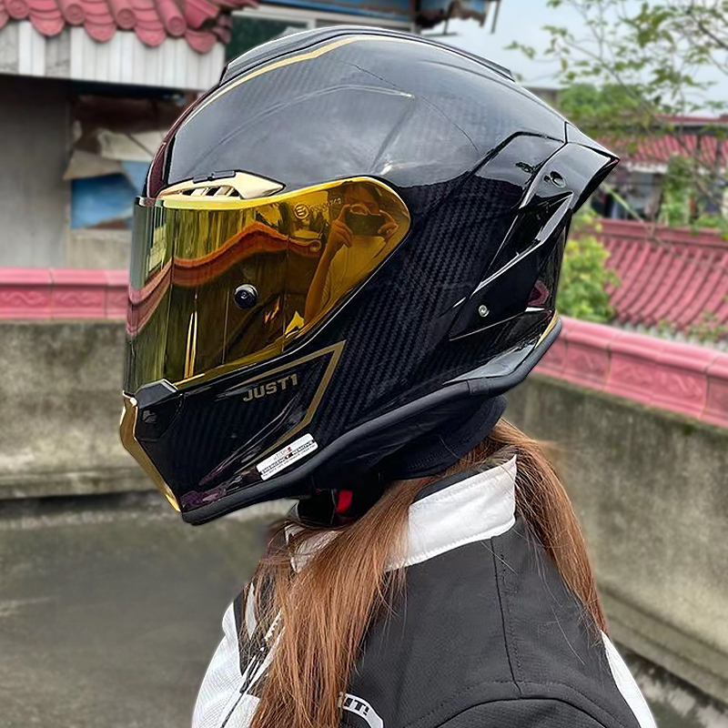 Italian JUST1 Carbon Fiber Locomotive Safety Helmet Locomotive Racing Track Full Armor All Season Men And Women General Streetcar Mow Brigade