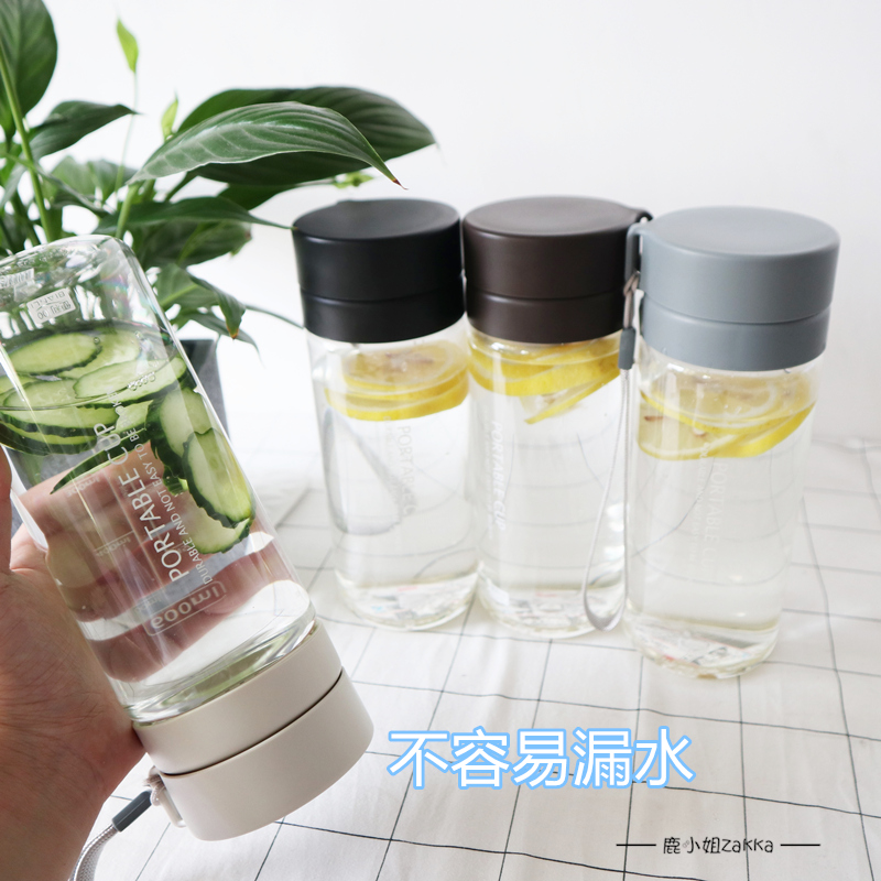 Phiên bản tiếng Hàn của những chiếc cốc nhựa dung tích lớn thể thao đơn giản dành cho nam và nữ sinh viên đôi với tách trà cầm tay tươi bình cách nhiệt