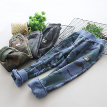 Boy camouflage plus velvet warm pants childrens autumn and winter clothes cotton pants 2019 new medium-size childrens casual sweatpants tide