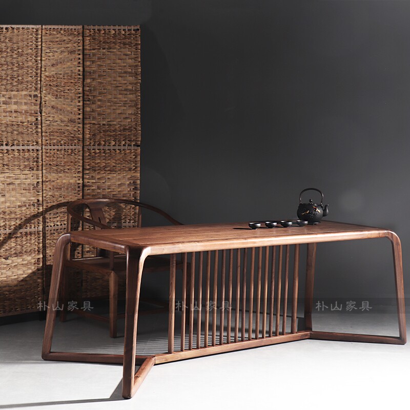 New Chinese tea table and chair combination Kung Fu tea table solid wood tea table home office tea table Zen tea room furniture