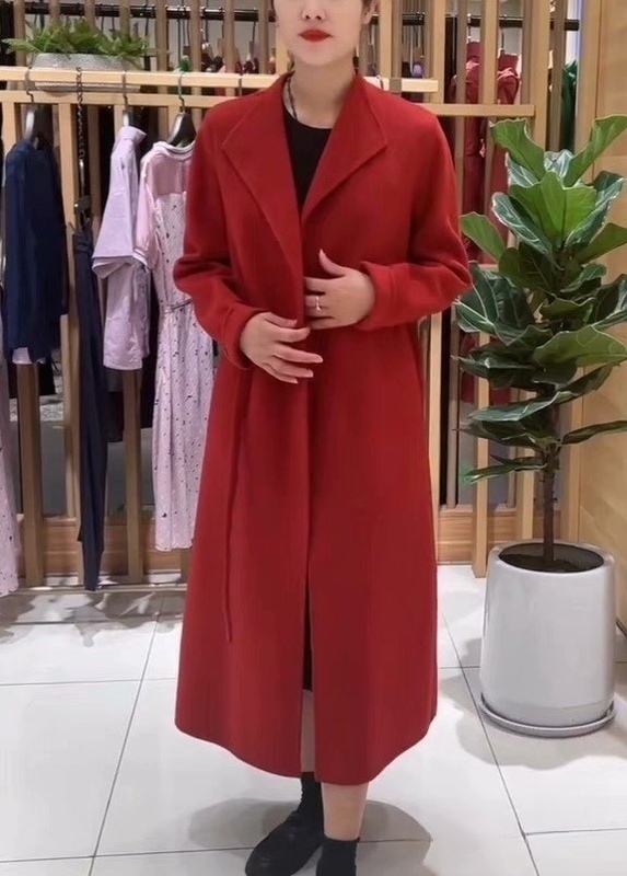 Lanaf Genuine Sheep Wool/Linen Red Coat That Enhances Skin Tone and Is Very Feminine M/L
