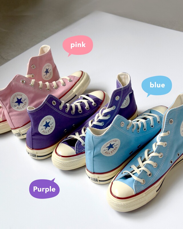 Japan's Converse as Aged Tc Hi Candy-Colored High-Top Casual Canvas Shoes Pink Purple Blue
