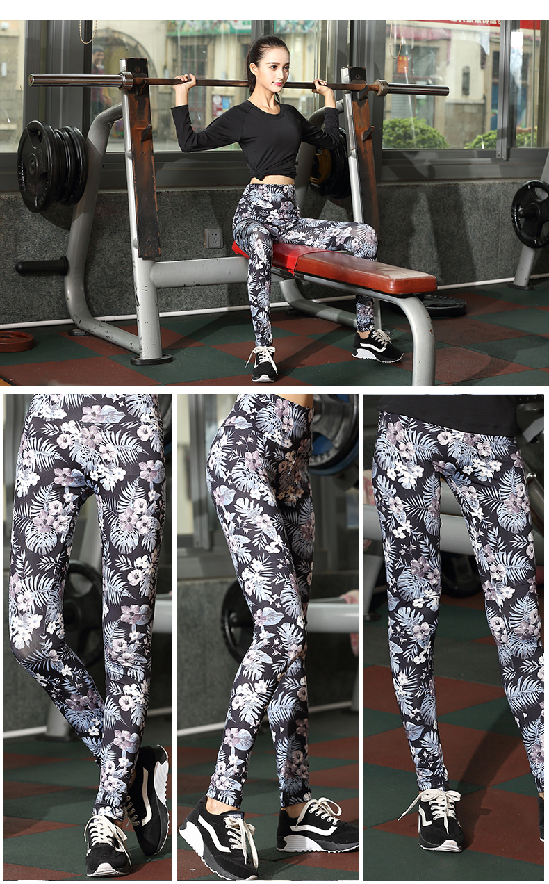 New kích thước lớn mùa xuân và mùa hè quần áo yoga quần của phụ nữ quần thể thao chặt chẽ là mỏng in quần stretch chạy quần thể dục dây band tập gym