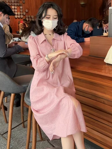 Розовый лонгслив, весенняя длинная юбка, приталенный корсет, рубашка, французский стиль, коллекция 2023