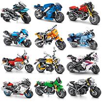  Childrens puzzle small particles building blocks assembly motorcycle model ornaments Intelligence development brain assembly building block toys