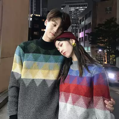 Couple wear autumn and winter 2021 new pullover sweater men vintage Joker same color bf knitwear pre-sale 30 days