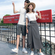Các cặp vợ chồng mùa hè ăn mặc 2018 mới phù hợp với phiên bản Hàn Quốc của xu hướng hoang dã ngắn tay T-Shirt nam giới và phụ nữ ăn mặc khí qlz
