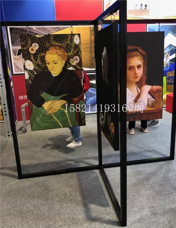 Painting exhibition photography exhibition calligraphy and painting calligraphy works exhibition frame black 40 * 40 square column display frame poster screen hanging rack