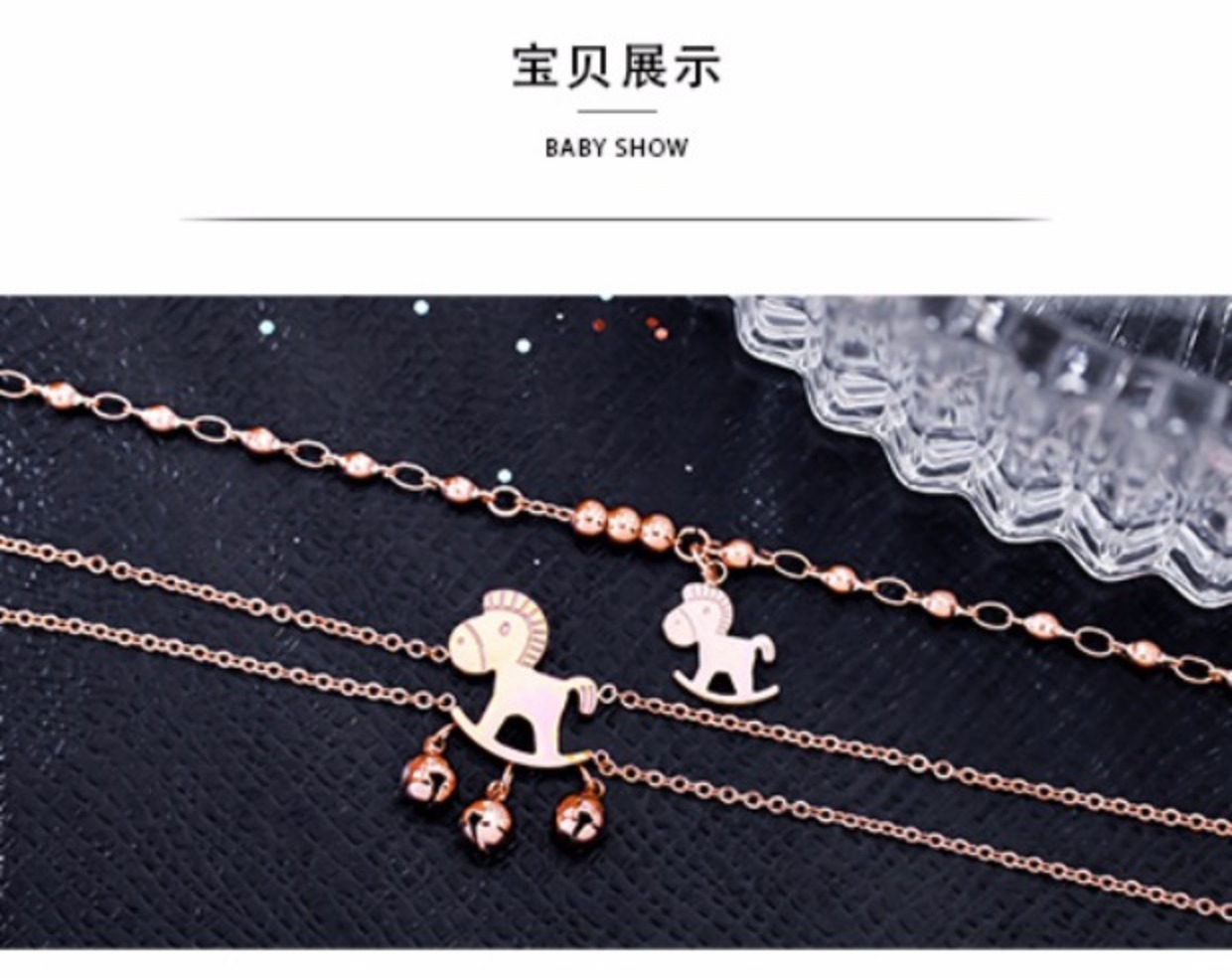 Chuông ngựa gỗ nhỏ hai vòng vòng chân nữ mạ vàng hồng 18K phiên bản Hàn Quốc của chuỗi chân vàng màu sắc không làm phai chuỗi mắt cá chân vòng chân bạc nữ đẹp
