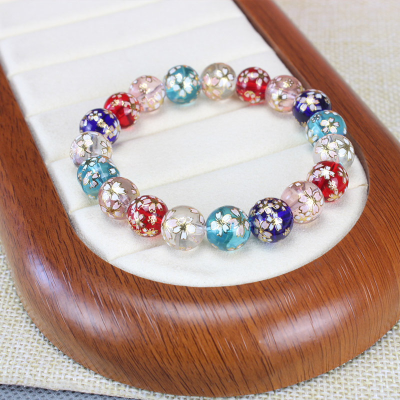 Japanese-Style Women's Painted Crystal Glass Bead Bracelet, Glass Bead Bracelet, Fashionable and Versatile Women's Jewelry Japanese-Style Women's Painted Crystal Glass Bead Bracelet, Glass Bead Bracelet, Fashionable and Versatile Women's Jewelry