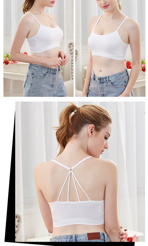 Vẻ đẹp lưng áo ngực không có vành thể thao đồ lót nữ ống hàng đầu chống ánh sáng làm đẹp trở lại dây đeo vest chéo chéo gợi cảm áo bra 2 dây