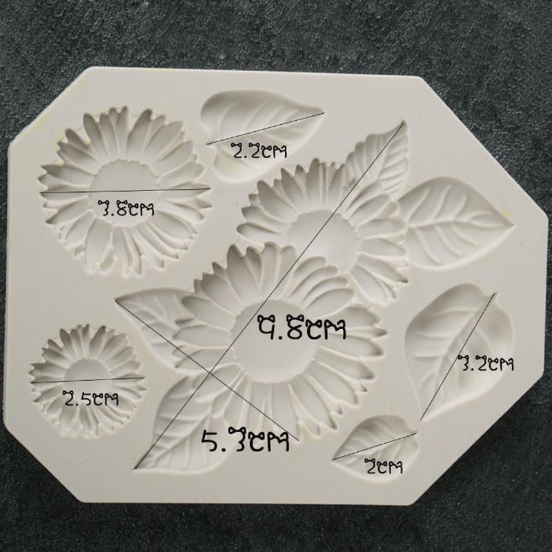 Fondant Cake Silicone Khuôn Hoa Hướng Dương DIY Sôcôla Handmade Xà phòng Đất sét Mùi hương Daisy khuon banh trung thu