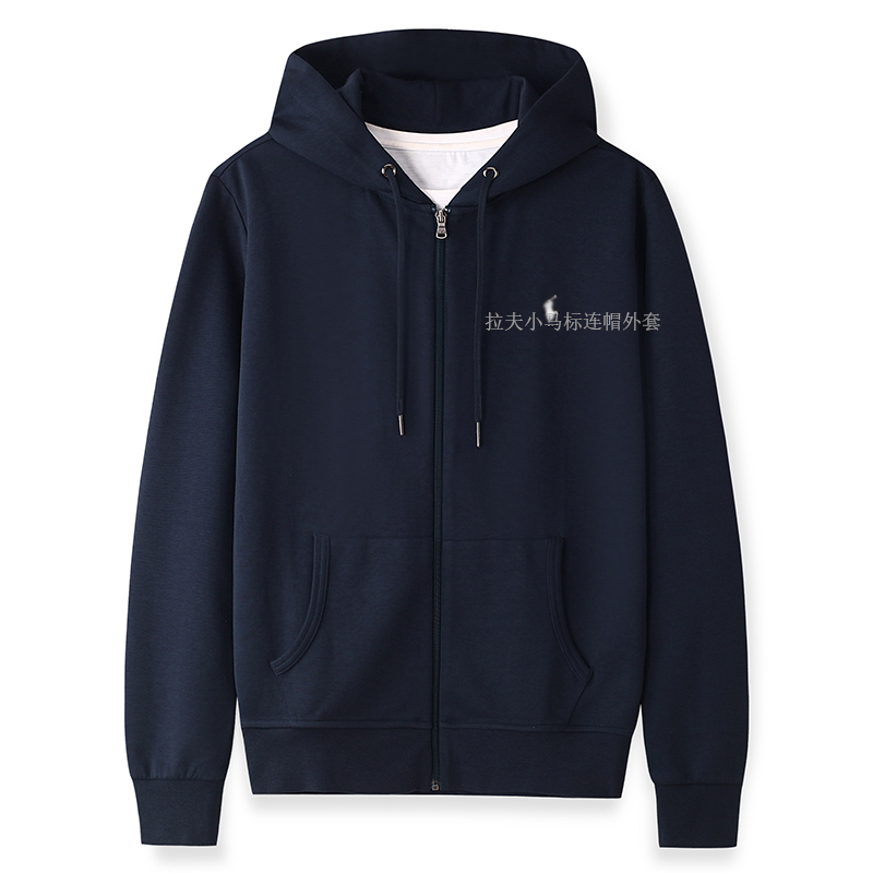 High-End Men's Spring and Autumn Jacket with Ralph Lauren Logo, Classic All-Season Full-Zip Hooded Sweatshirt Cardigan Rl