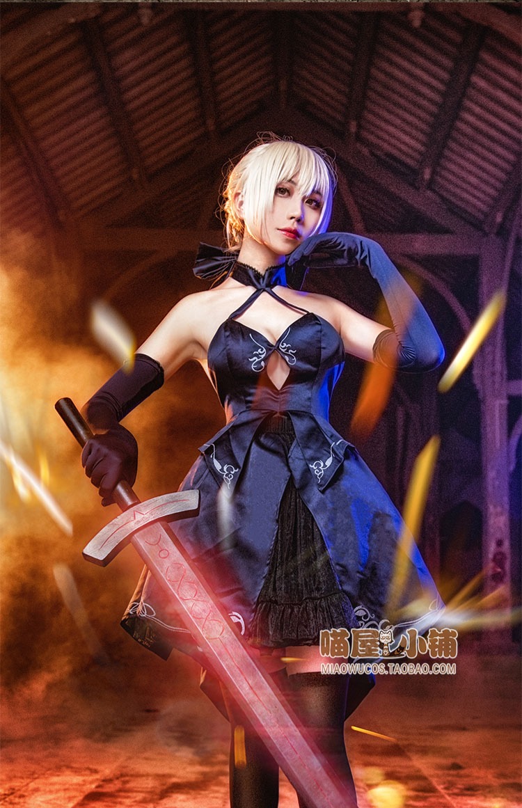 屋 saber bị hỏng hoàn toàn bộ đồ cosplay màu đen trang phục cosply nữ 3 bị hỏng fgo đầm cosplay
