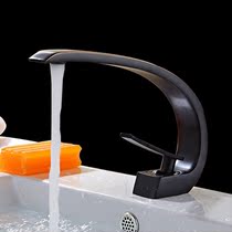 American black antique full copper basin Hot and cold mix faucet Creative under-table basin Wash face wash toilet Splash-proof