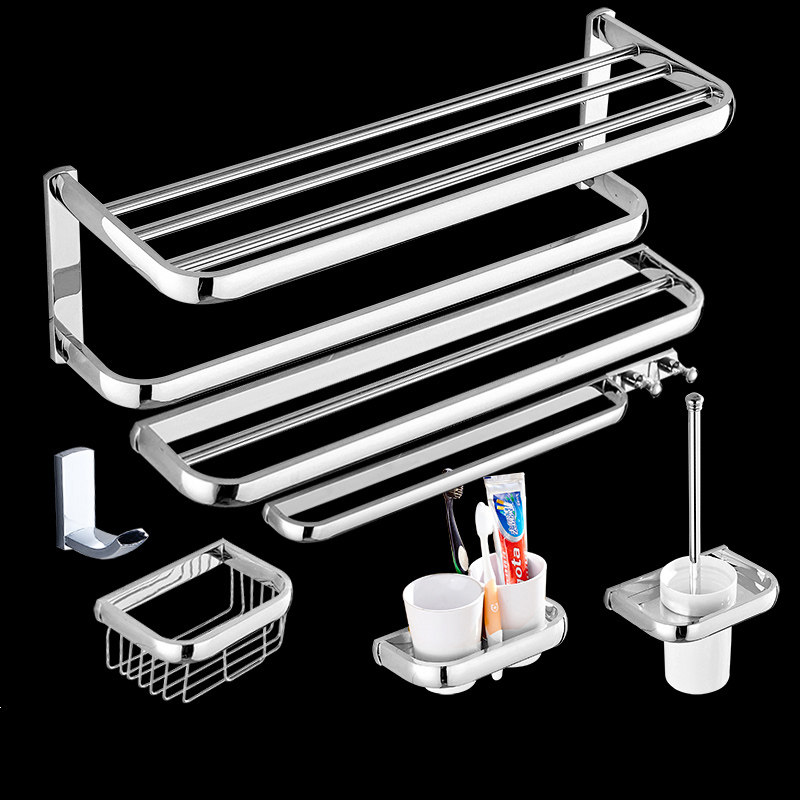 All copper Nordic type non-perforated towel rack Bathroom powder room shelf Wall towel rack Bathroom pendant set