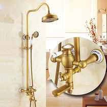 European antique wall-mounted copper hot and cold shower faucet set Bathroom bathtub mixed water valve faucet