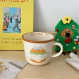 Корейская ретро -бургер щенка керамическая чашка маркировки старинная пара завтра завтрак чашка кофейня молоко кофейная чашка