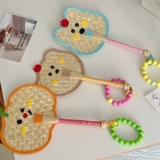 Милый веер ручной работы для женщин, новый летний портативный маленький веер из рогоза, мультяшный ручной веер, реквизит для фотографий