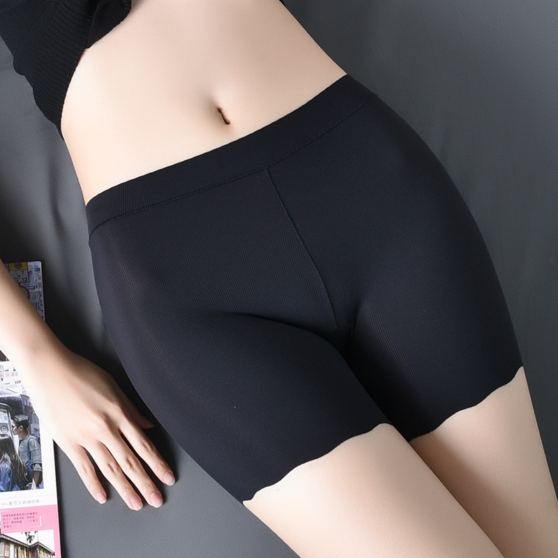Women's summer panties, three-point pants, anti-glare, no trace, no curling, thin ice silk, large size, safety bottoming, culottes, two-in-one