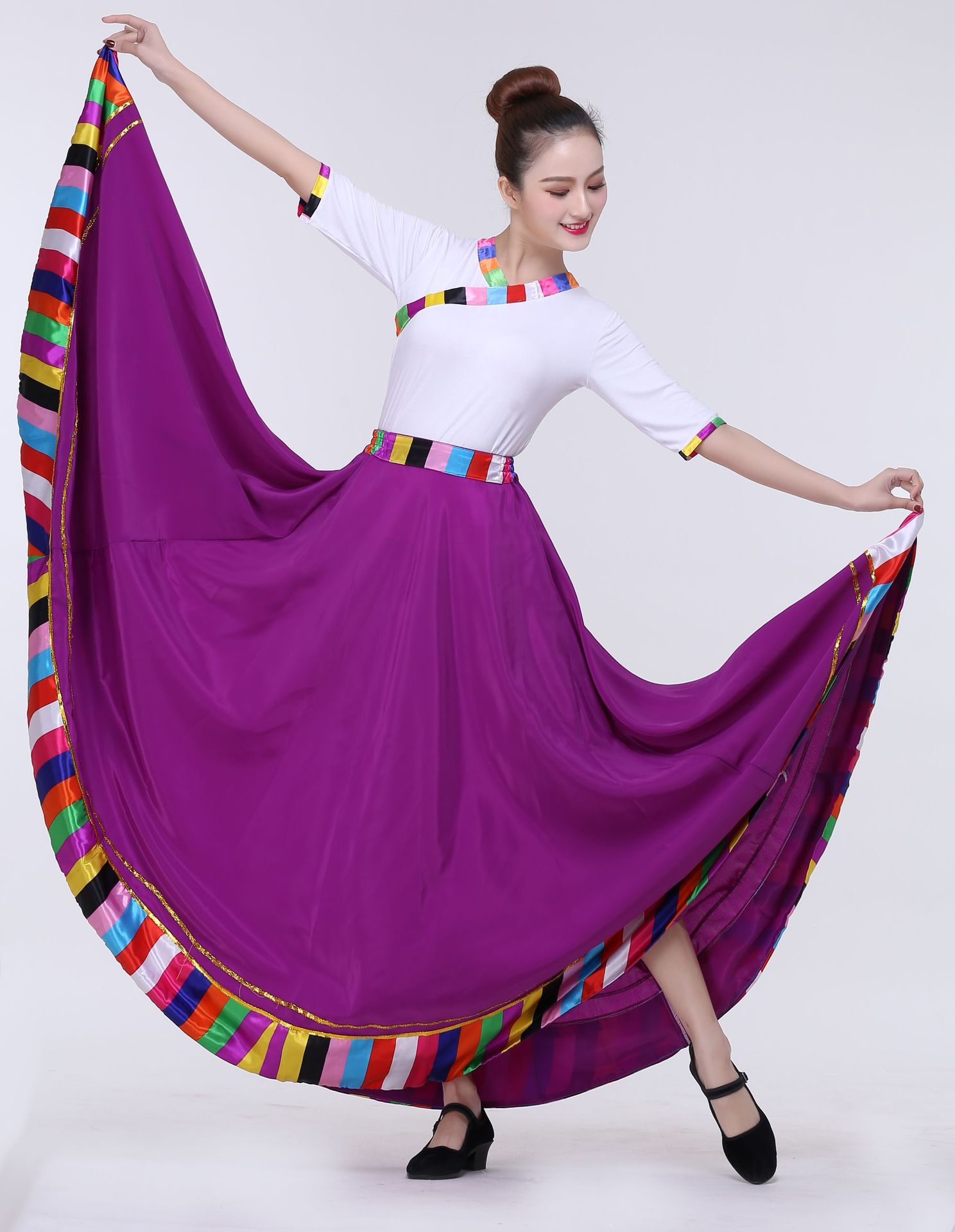 North Dance Special Tibetan Dance Skirt Tibetan Dance Practice Skirt Tibetan Dancer Dress Square Tibetan Dance Large Hem Skirt