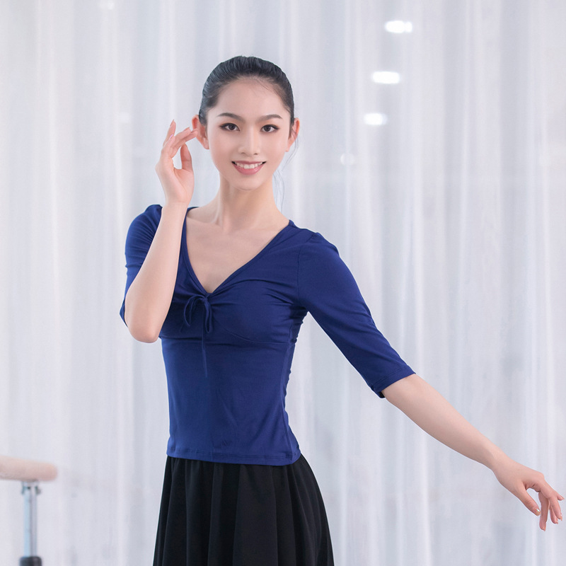 Latin dance clothing women's tops Dance clothes practice clothes long sleeves Modern adult dance new dance clothes spring and Autumn